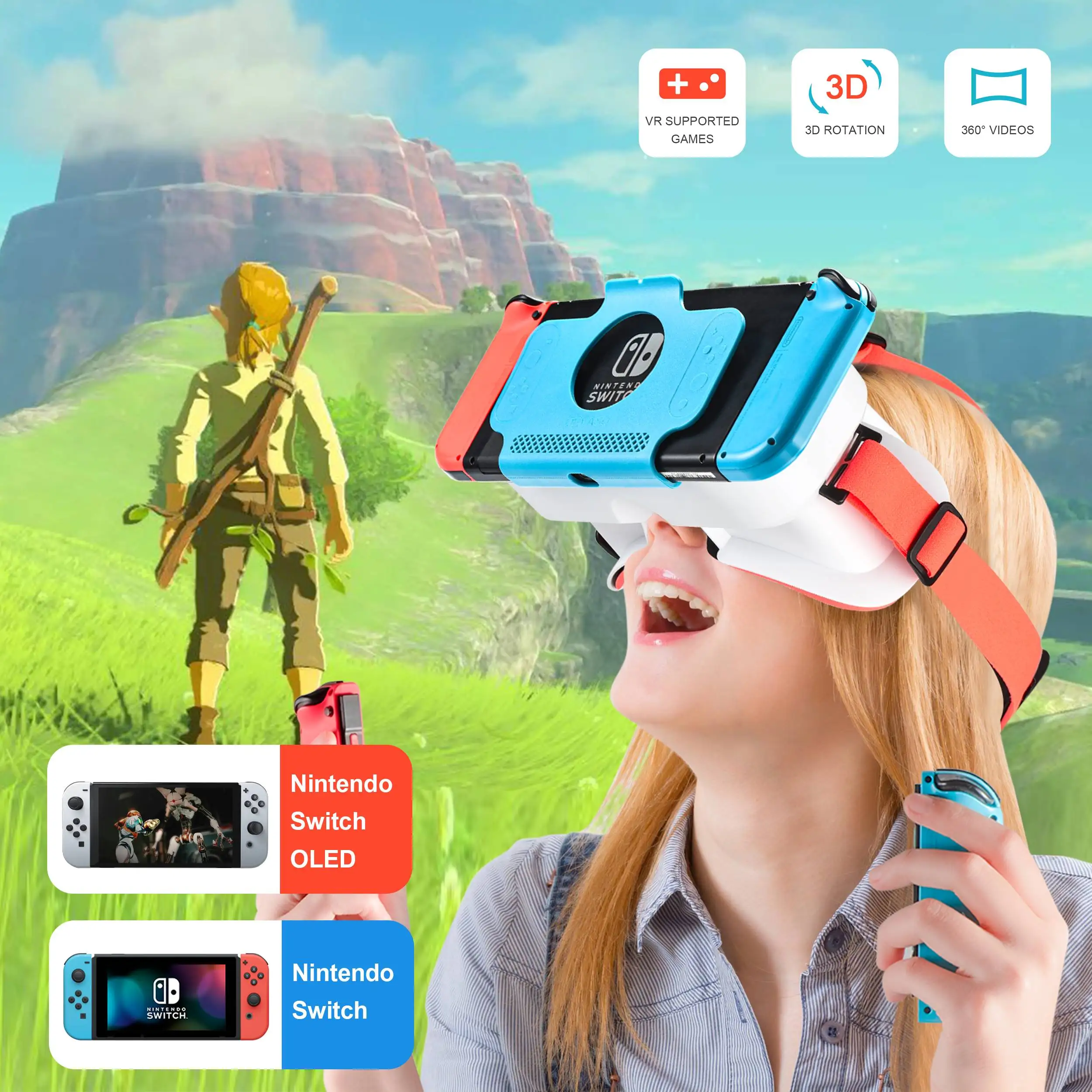 Новые Очки виртуальной Реальности для Nintendo Switch /OLED 3D Очки Фильмы Виртуальной Реальности для Игровой Гарнитуры Switch Регулируемые Очки Виртуальной Реальности с Большими Линзами