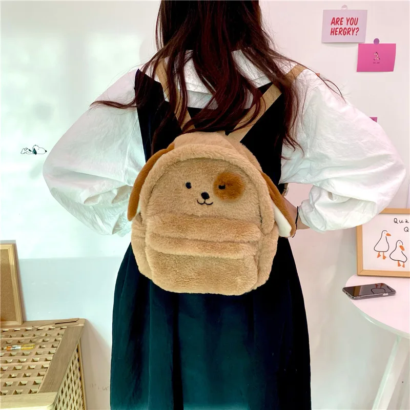 Новые рюкзаки для кукол в стиле Y2K для женщин, плюшевая сумка с рисунком милой собачки в корейском стиле, школьная сумка для женщин 2024, модные подарки