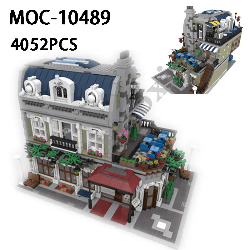 Новый MOC-10489 Paris Restaurant Corner, набор из 4052 предметов, улучшенный Блок по интересам 