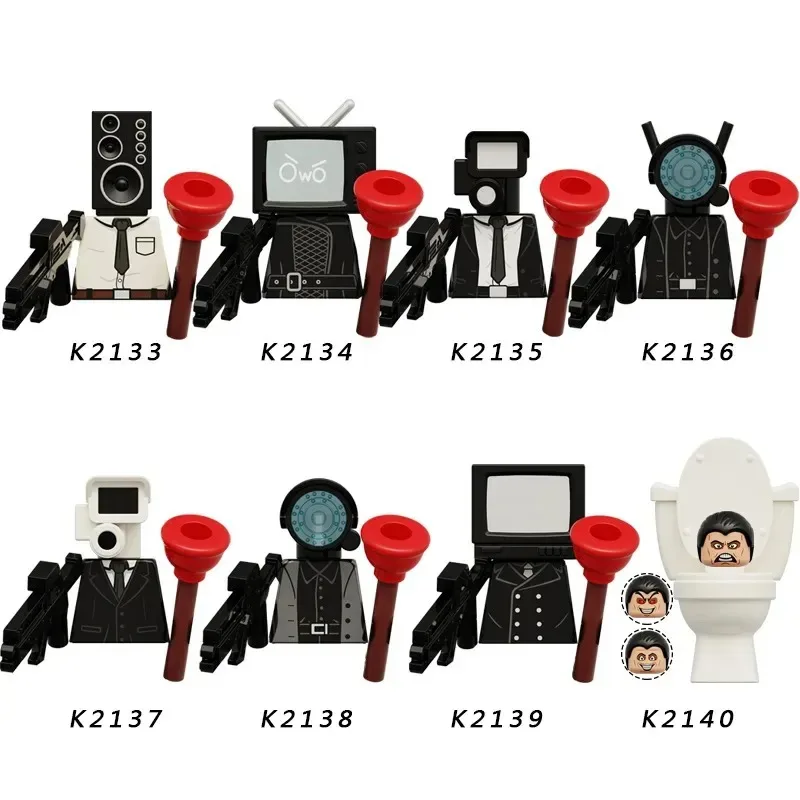 Новый Skibidi Toilet Man vs Monitor Мини Фигурка Строительные Блоки Аудио и Видео Человек MOC Куклы Комплект Кирпичи Детские Игрушки Подарки