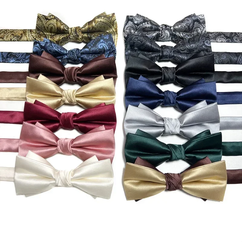 Новый высококачественный галстук-бабочка для мужчин чистого пигментного цвета, жених, шелковый бант высокой плотности 1200 игл, бант-бабочка