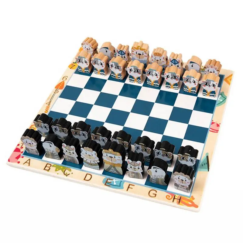 Новый деревянный шахматный набор, фигурка мультяшного животного, Деревянная шахматная доска, игра в шахматы, игрушка для взрослых, подарки для начинающих.