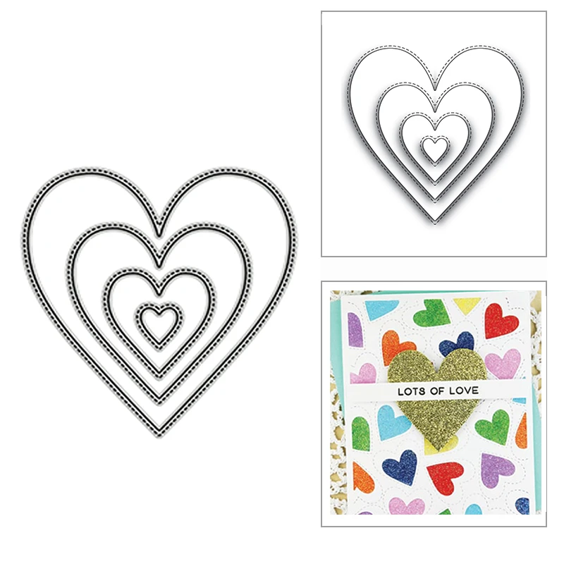 Новый Слой Вложенной Строчки Heart Craft Decor 2020 Металлические Режущие Штампы для DIY Скрапбукинга и Изготовления Открыток Форма Для Тиснения Без штампов