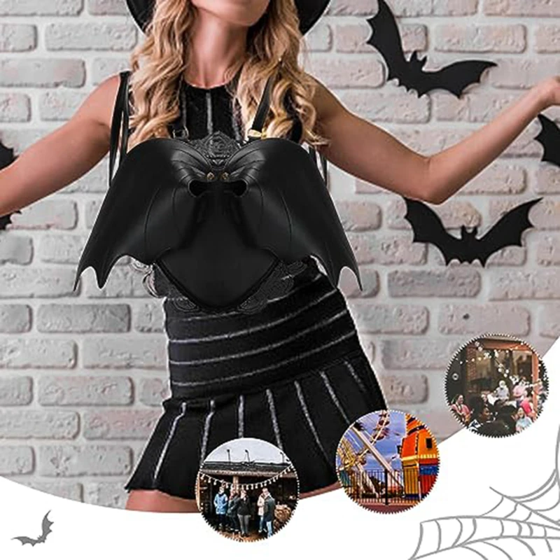 Новый черный рюкзак Angel Demon Bat, женский кружевной рюкзак на тему Хэллоуина, высококачественная модная женская сумка