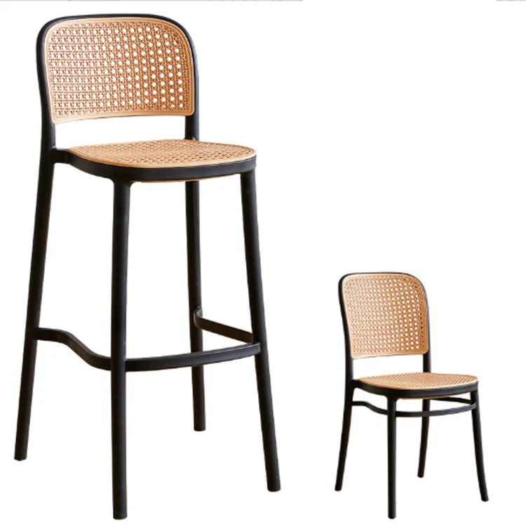 Обеденный стул Nordic Outdoor в помещении, садовый кофейный стул, ночной клуб, бар, барбекю, закусочная, Пластиковый стульчик для кормления со спинкой из виноградной лозы