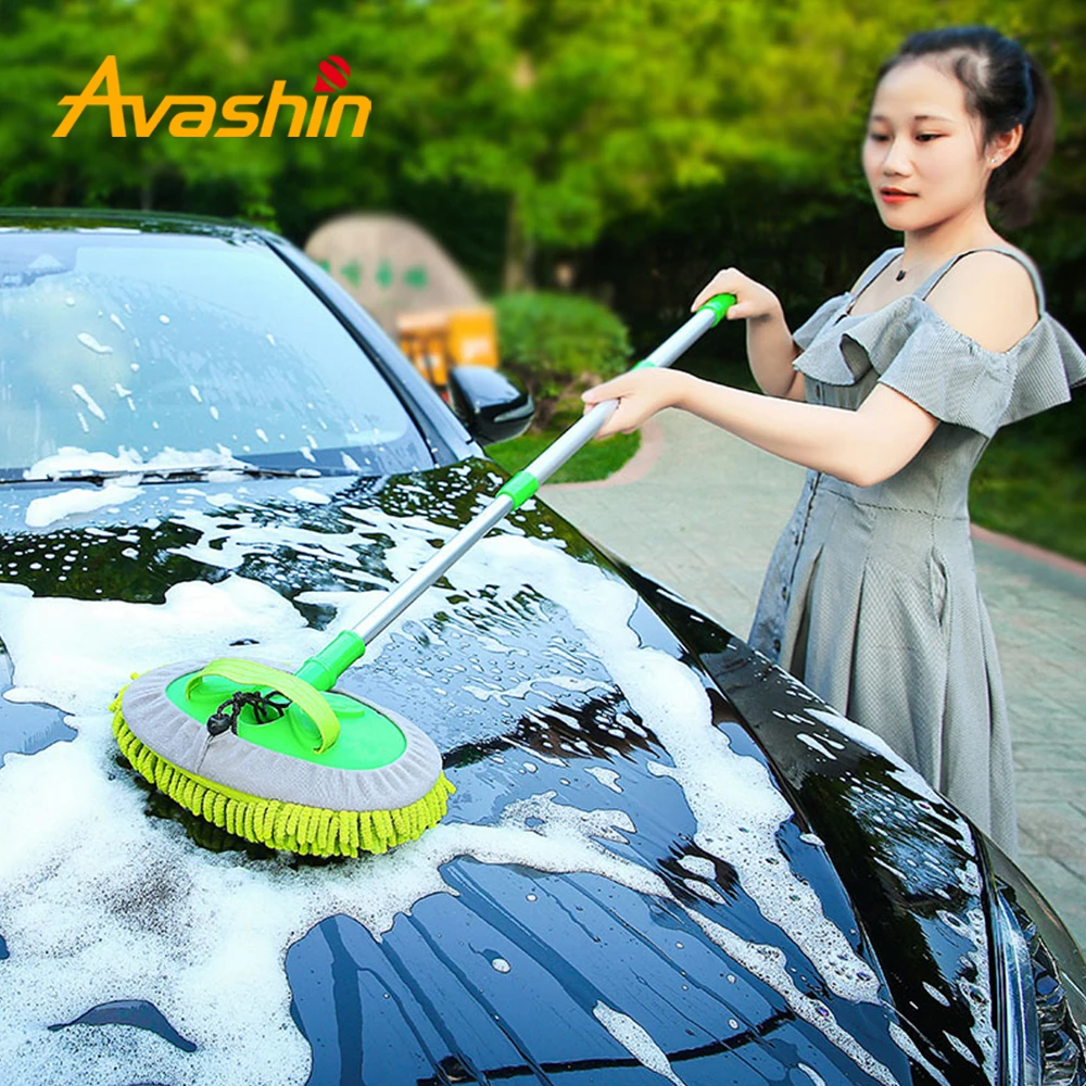 Обновите трехсекционную телескопическую швабру для мойки автомобилей Super absorbent Car Cleaning Автомобильные щетки Mop Инструмент Для мытья окон Dust Wax Мягкая Швабра