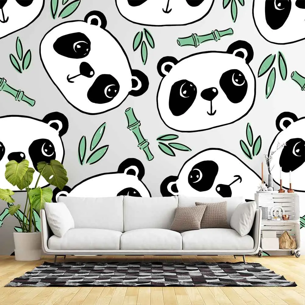 Обои с рисунком панды, Наклейка для украшения дома, Милый подарок для украшения стен детской комнаты, Водонепроницаемые самоклеящиеся обои
