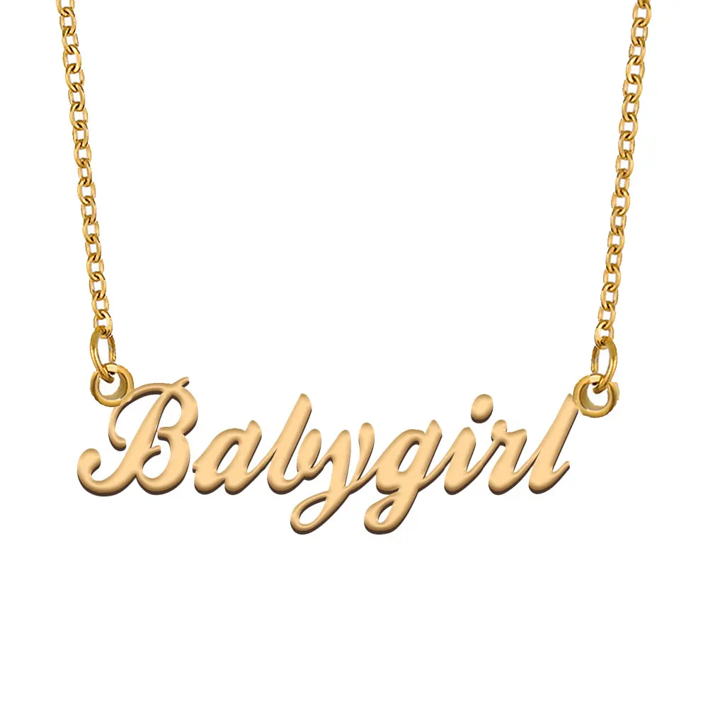 Ожерелье с Именем Babygirl для Женщин, Ювелирные Изделия из Нержавеющей Стали, Позолоченная Табличка С Именем, Цепочка, Кулон, Подарок для Мамы, Подруги