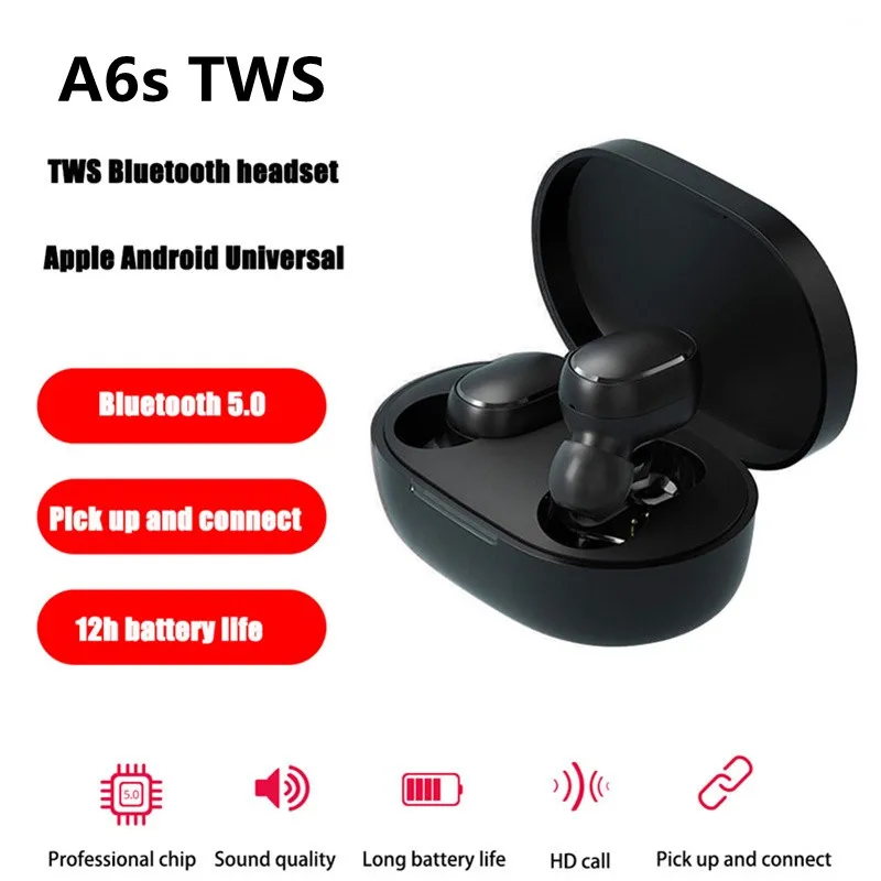 Оригинальные Беспроводные Наушники A6S TWS с Микрофоном, Шумоподавляющие Наушники, Беспроводная Bluetooth-гарнитура A6S Fone Bluetooth Наушники