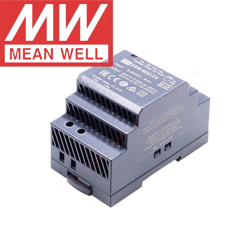 Оригинальный преобразователь постоянного тока Meanwell типа DIN-рейки Meanwell типа DDR-60G-15 15V/4A/60W в источник питания постоянного тока с входом 9-36Vdc