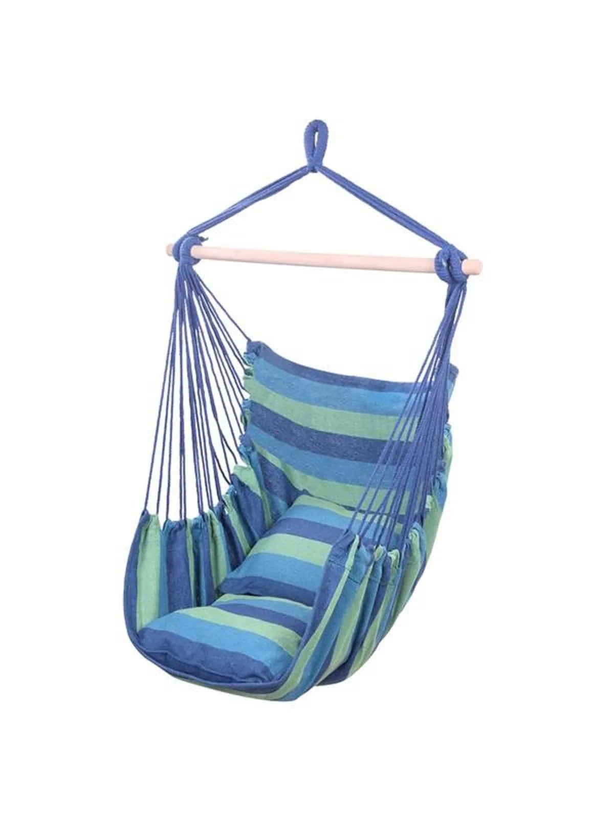 Отличительный подвесной канатный стул из хлопчатобумажного полотна с подушками Синего цвета, уличная мебель, гамак