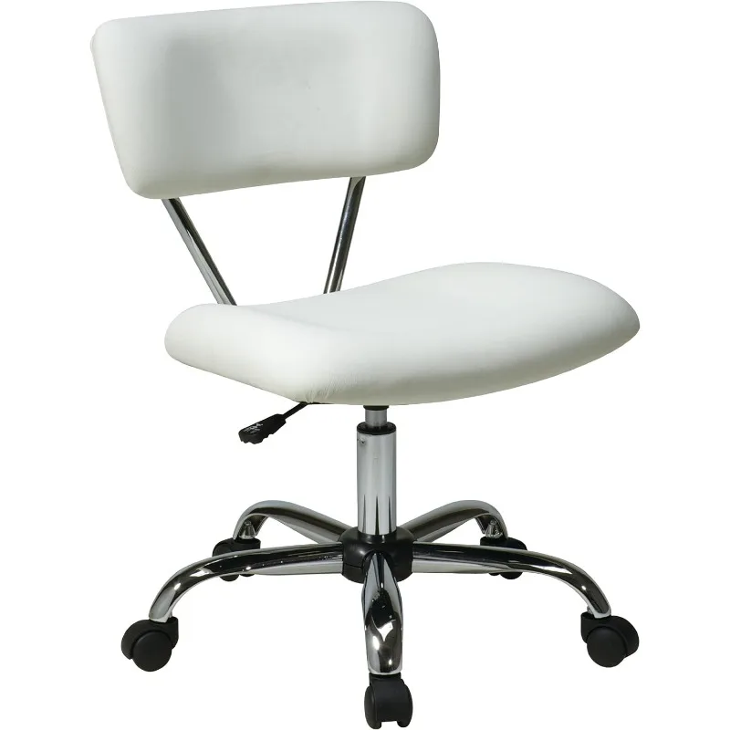 Офисное рабочее кресло OSP Home Furnitures Vista с пневматической регулировкой высоты и полным поворотом, белый винил