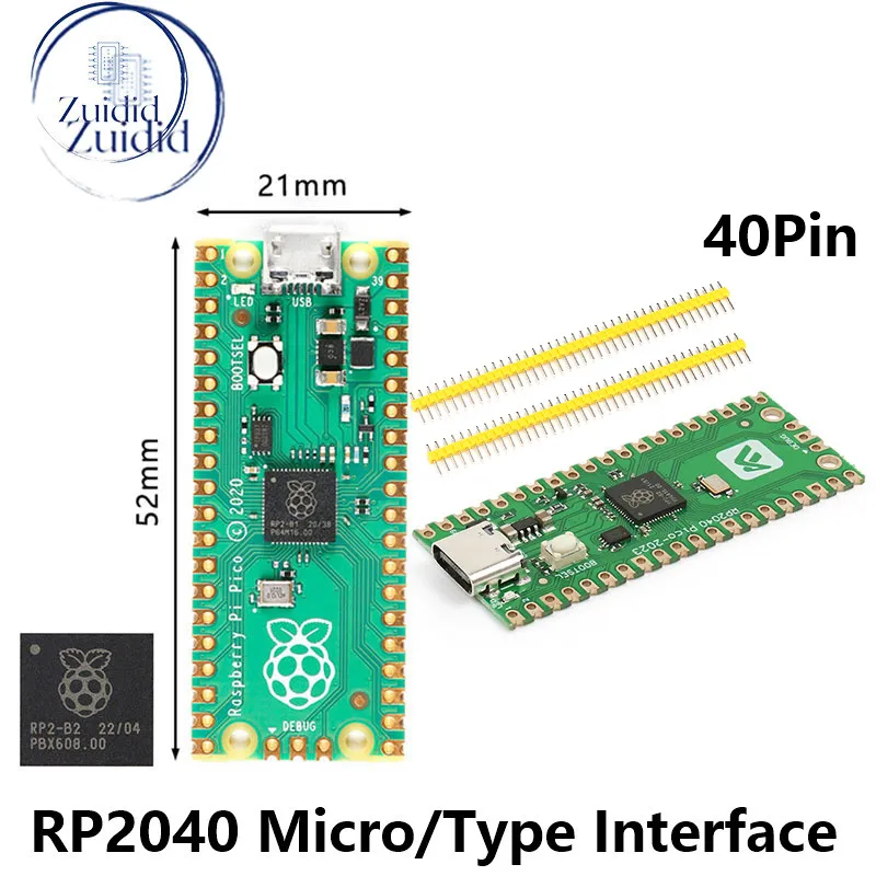 Официальная плата Raspberry Pi Pico RP2040 Двухъядерные 264 КБ ARM Микрокомпьютеры Высокопроизводительный процессор Cortex-M0 + RP2040 LQFN-56