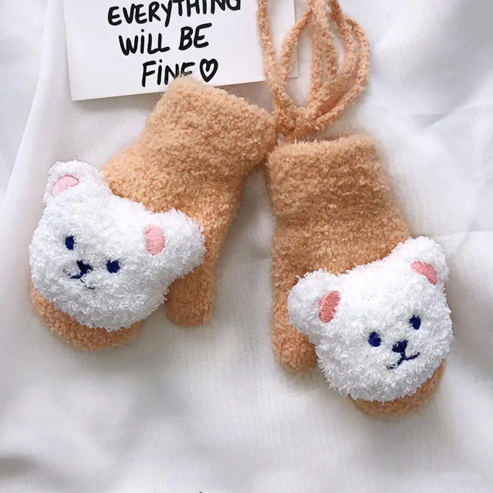 Перчатки для малышей, 1 пара, полезные, удобные, эластичные, с милым мультяшным мишкой, детские перчатки для малышей для повседневной носки
