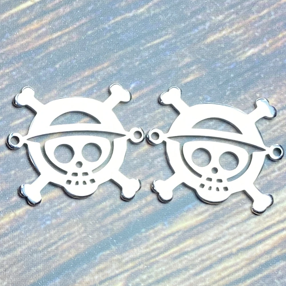 Пиратский символ, Стальной череп, подвески в виде черепа, Ювелирные изделия ручной работы, компоненты для поделок, 5 шт.