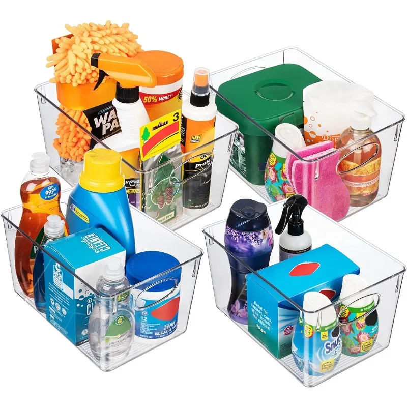 Пластиковые контейнеры для хранения в 4 упаковках С крышками – Органайзер Для холодильника, Шкафов –Идеальный Органайзер Для кухни или кладовой