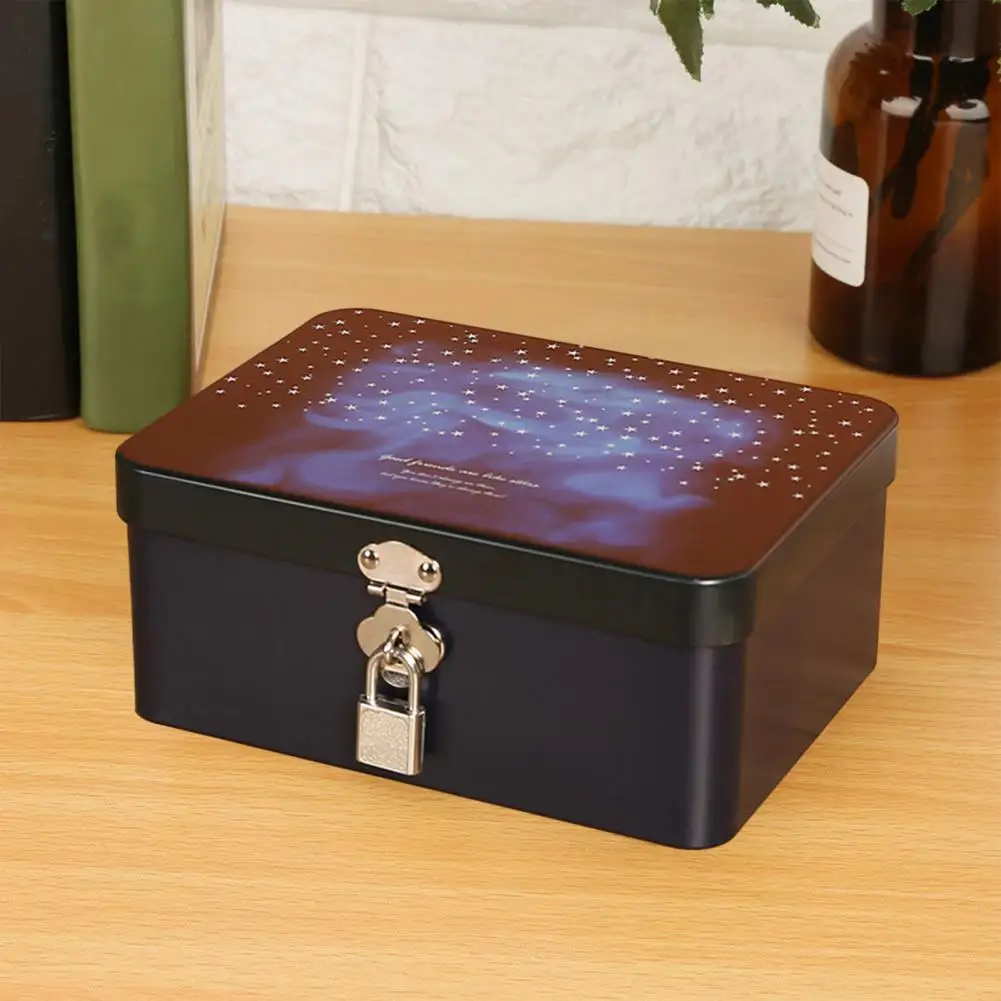 Подарочная коробка в винтажном стиле Жестяная коробка в винтажном стиле с ключом-замком Настольный футляр для хранения ювелирных изделий Домашняя организация для колец