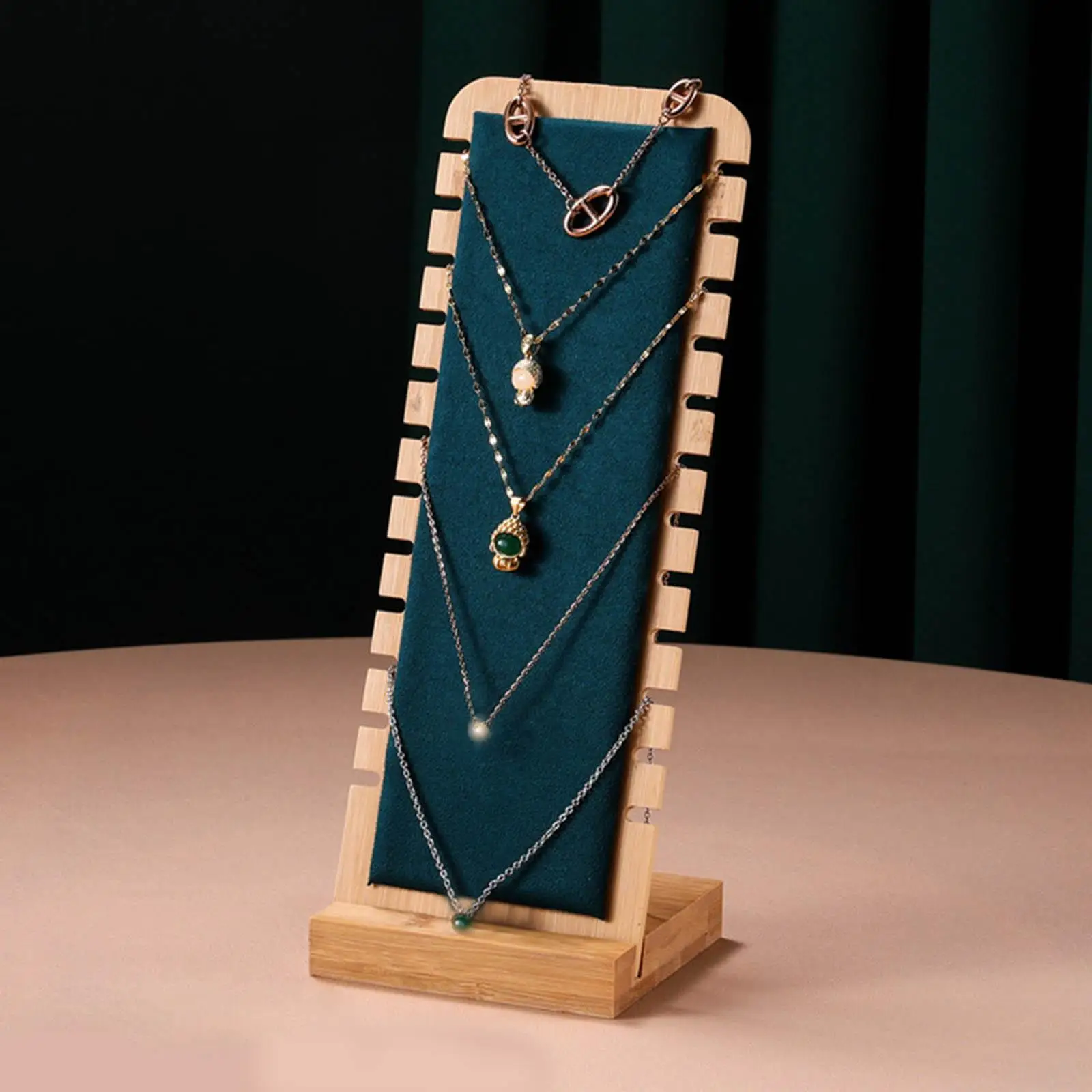 Подставка для показа ювелирных изделий из замши / кожи, Бамбуковый держатель для серег, ожерелья, кольца, кулона, браслета, Органайзера для ювелирных изделий