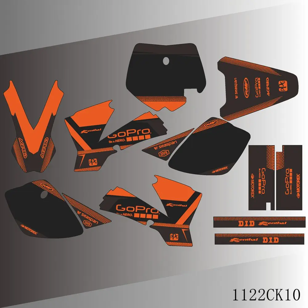 Полные графические наклейки на фоне мотоцикла Пользовательский номер для KTM SX50 SX 50 2002 2003 2004 2005 2006 2007 2008