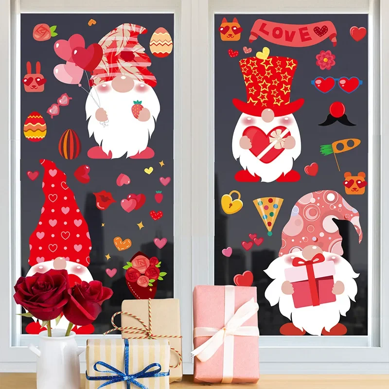 Праздничные Декоративные Наклейки на Окна в честь Дня Святого Валентина Happy Valentine's Day Party для Влюбленных, Отмечающих 14 февраля 2024 года