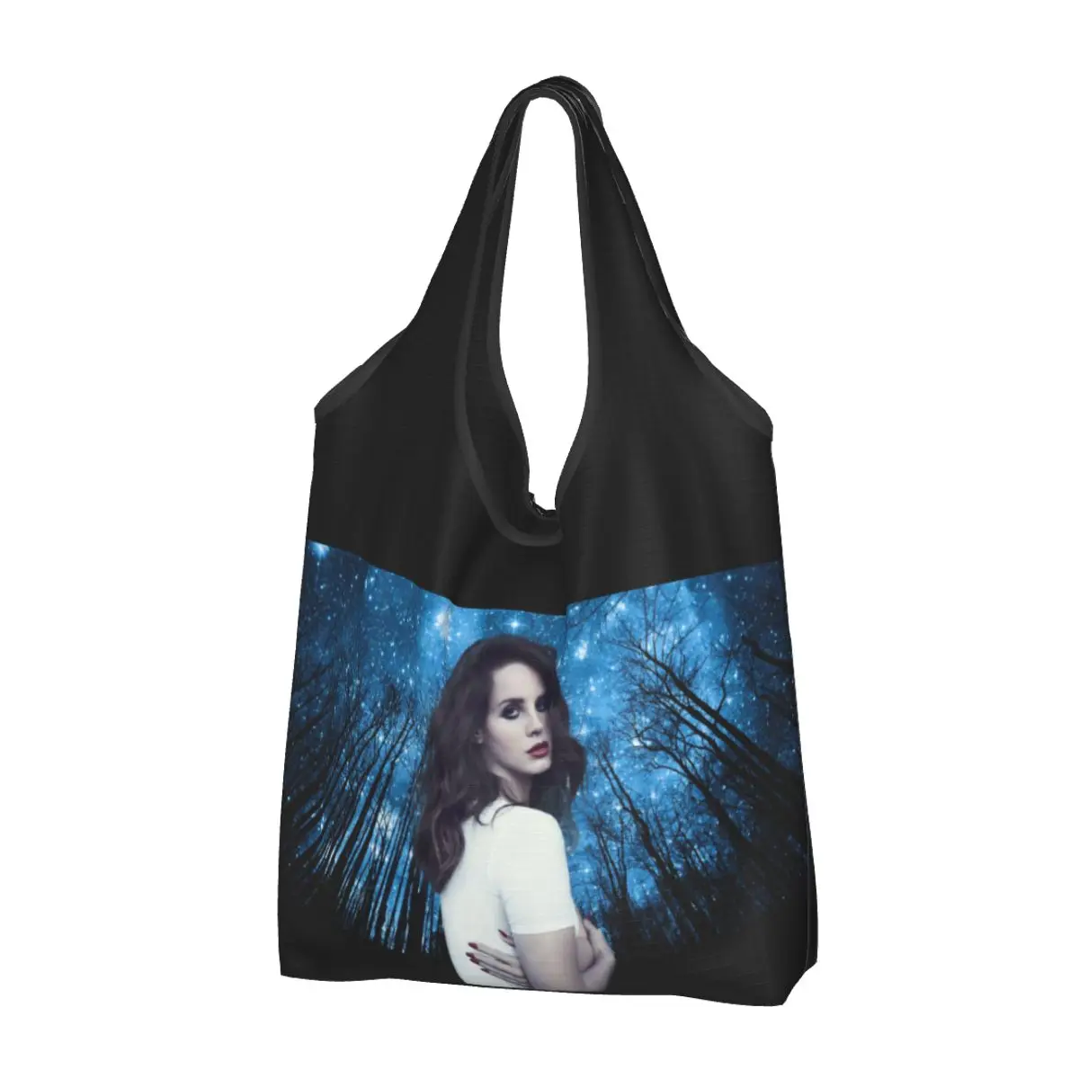 Продуктовая сумка Lana Del Rey Прочная большая многоразовая Складная экосумка для покупок для музыкальных исполнителей, которую можно стирать с чехлом