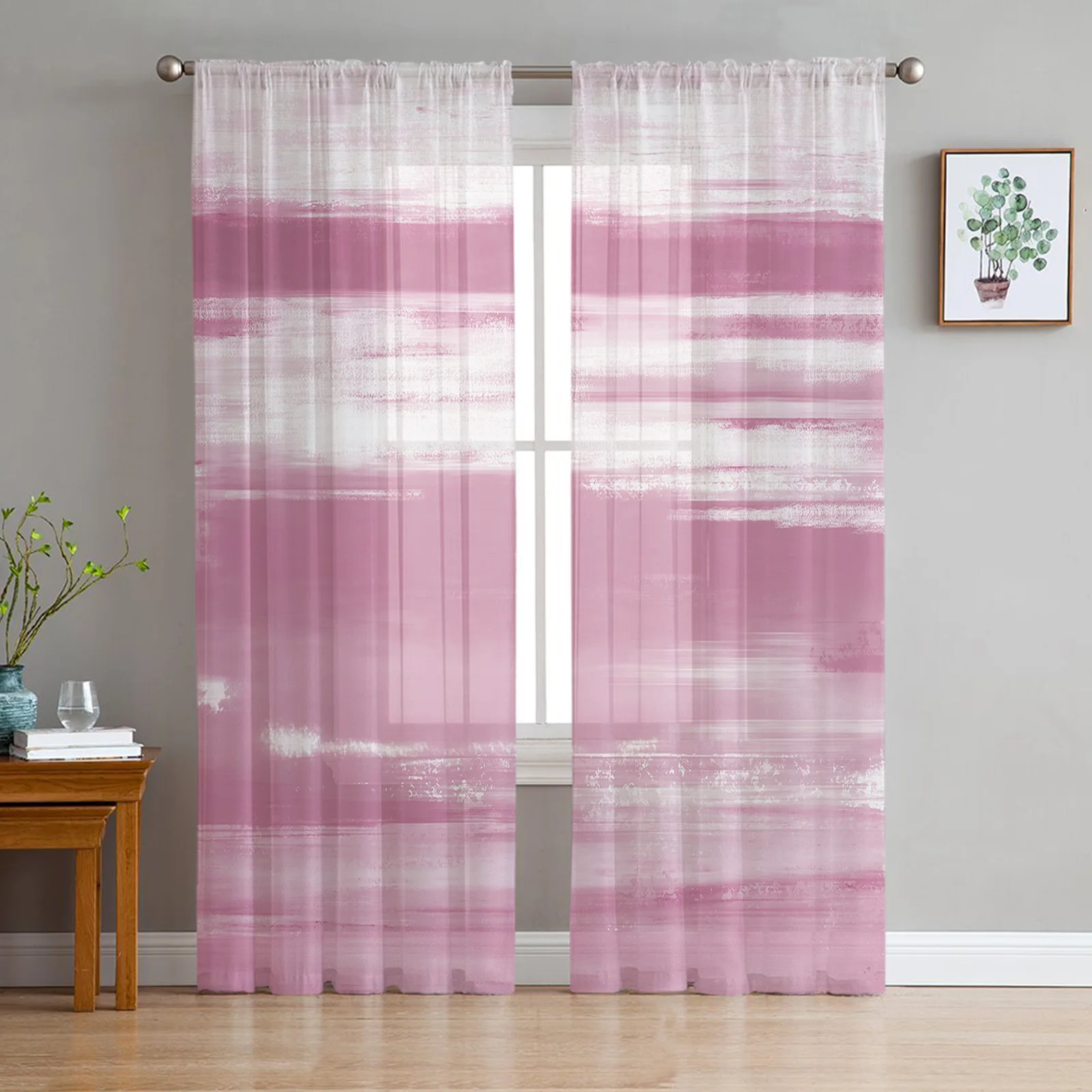 Прозрачные шторы из шифона с абстрактной розовой текстурой для гостиной, спальни, кухни, вуали на окнах, Тюлевая занавеска из органзы