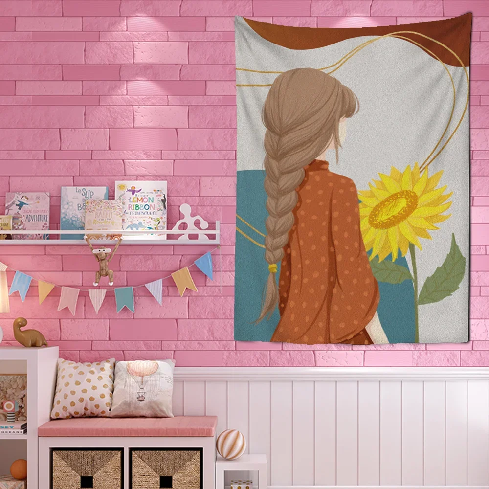 Простая ботаническая картина маслом, гобелен, висящий на стене, богемный Тапиз, Хипповская мандала, ретро декор для дома в общежитии для девочек