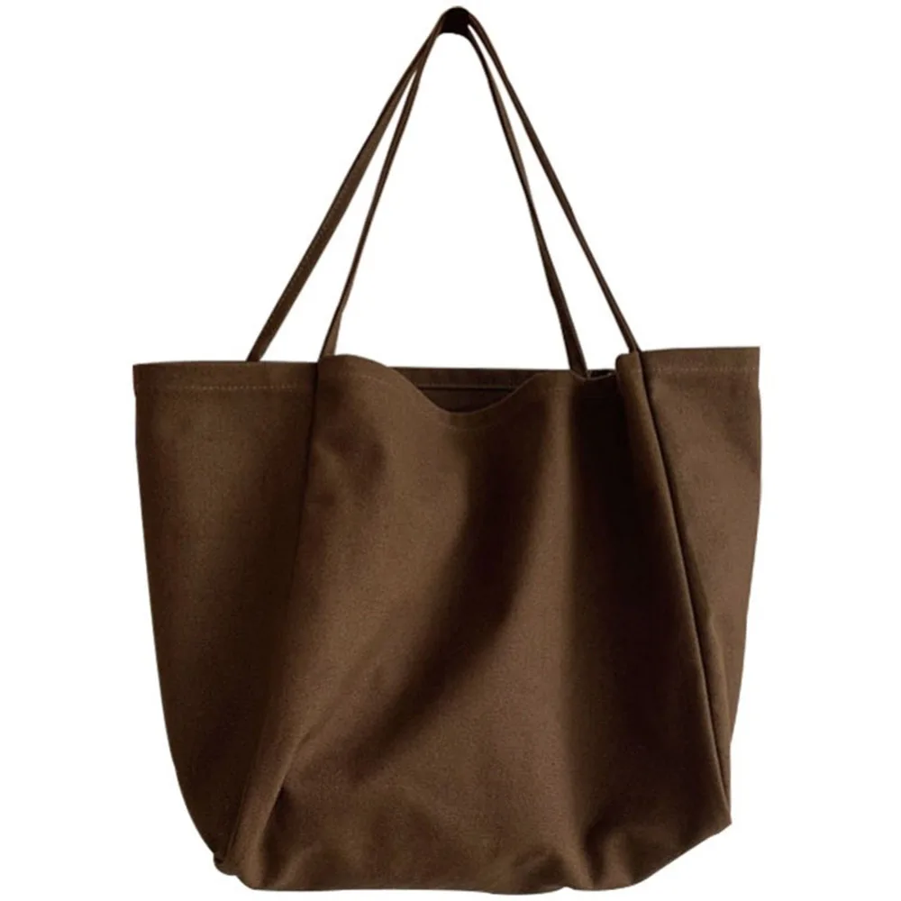Простая холщовая сумка-тоут Женская сумка с ручкой большой емкости, однотонная сумка через плечо, сумка для покупок