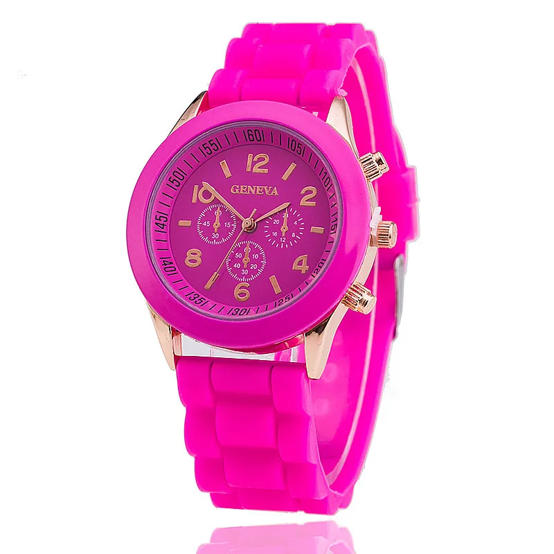 Простые Часы Для Женщин Geneva Мужские Часы Розовые Силиконовые спортивные С Двойным Цифровым Римским Циферблатом Женские Кварцевые Часы Reloj Mujer Montre