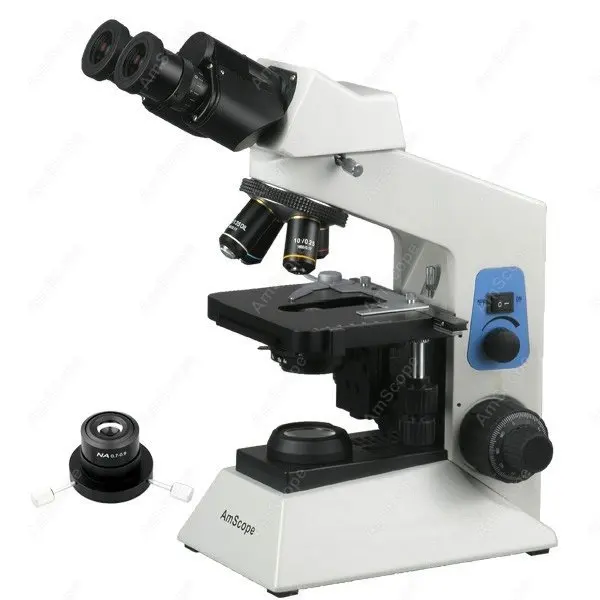 Профессиональный биологический бинокулярный микроскоп AmScope 40X-2000X с затемненным полем зрения