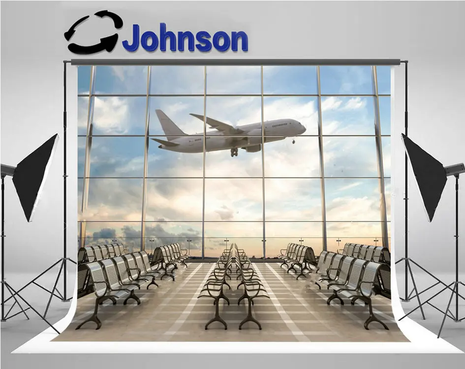 Пустой зал ожидания терминала аэропорта Фон самолета Высококачественная компьютерная печать настенных фонов