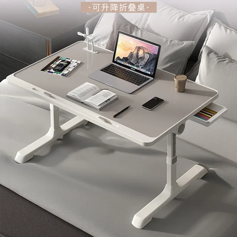 Регулируемый рабочий стол для спальни, стол для ноутбука, прикроватный столик для складных компьютерных игровых столов, поднимающийся письменный стол с выдвижным ящиком