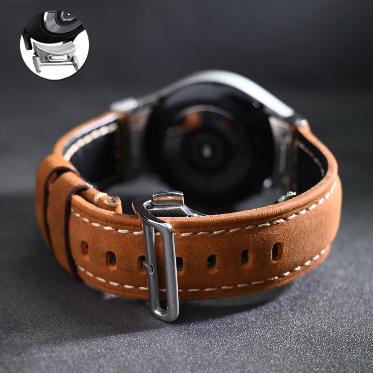 Ремешок из натуральной кожи Без Зазоров Для Samsung Galaxy Watch 6 Classic 47 мм 43 мм 6/5/4 40 мм 44 мм Для Watch 5 Pro 45 мм Быстросъемный ремешок