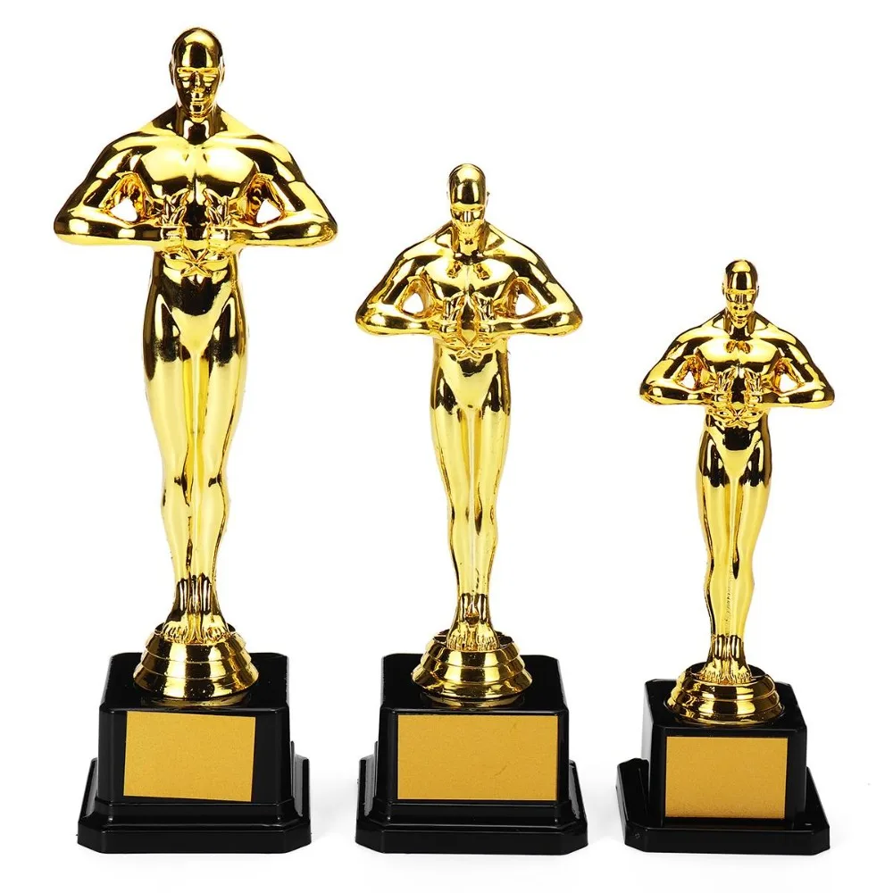 Реплика Награды Оскар Трофи 18 см 21 см 26 см Пластиковая маленькая золотая статуэтка Подарки для вечеринок, сувениры ручной работы с позолотой