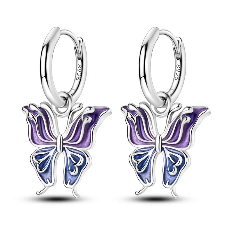 Ретро Серьги-бабочки из стерлингового серебра 925 пробы с фиолетовой жидкостью Для дамского банкета, Изысканные ювелирные Аксессуары