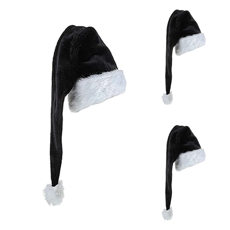 Рождественская шляпа Унисекс для взрослых и детей, шляпа Санта-Клауса, Рождественская праздничная шляпа для праздничной вечеринки, декор для новогодних подарков, черно-белая шляпа