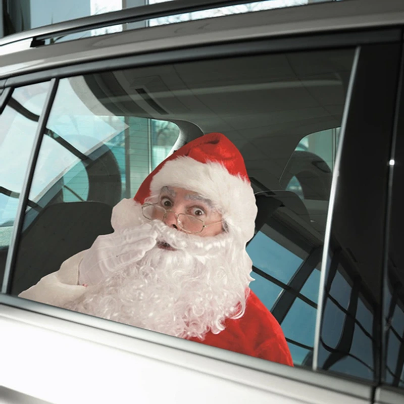 Рождественские наклейки на автомобиль, наклейки на окна с Санта-Клаусом, Декоративные автомобильные наклейки для бамперов автомобилей, ноутбуков, настенного багажа