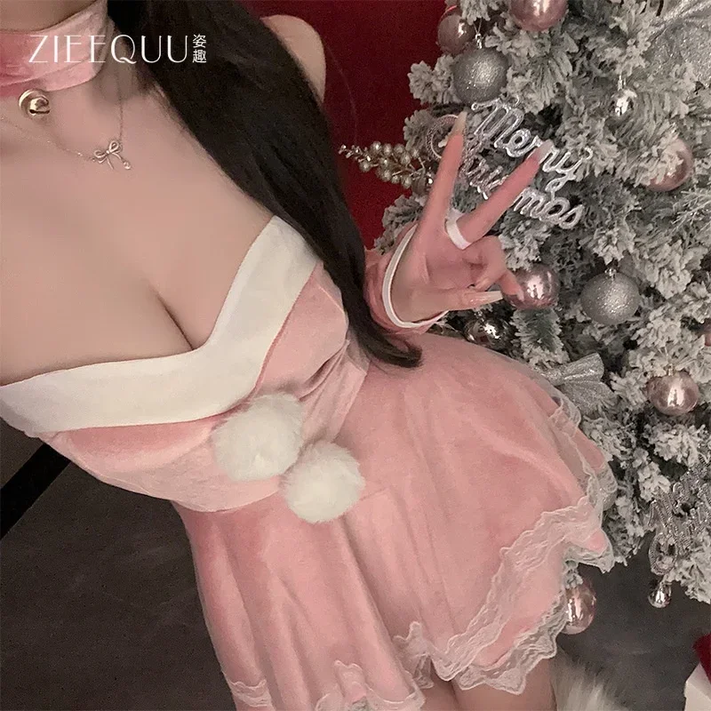 Рождественский наряд Ziqu sweet bunny girl, милые плюшевые сексуальные подтяжки, сексуальное женское белье, тонкий униформный костюм 6219