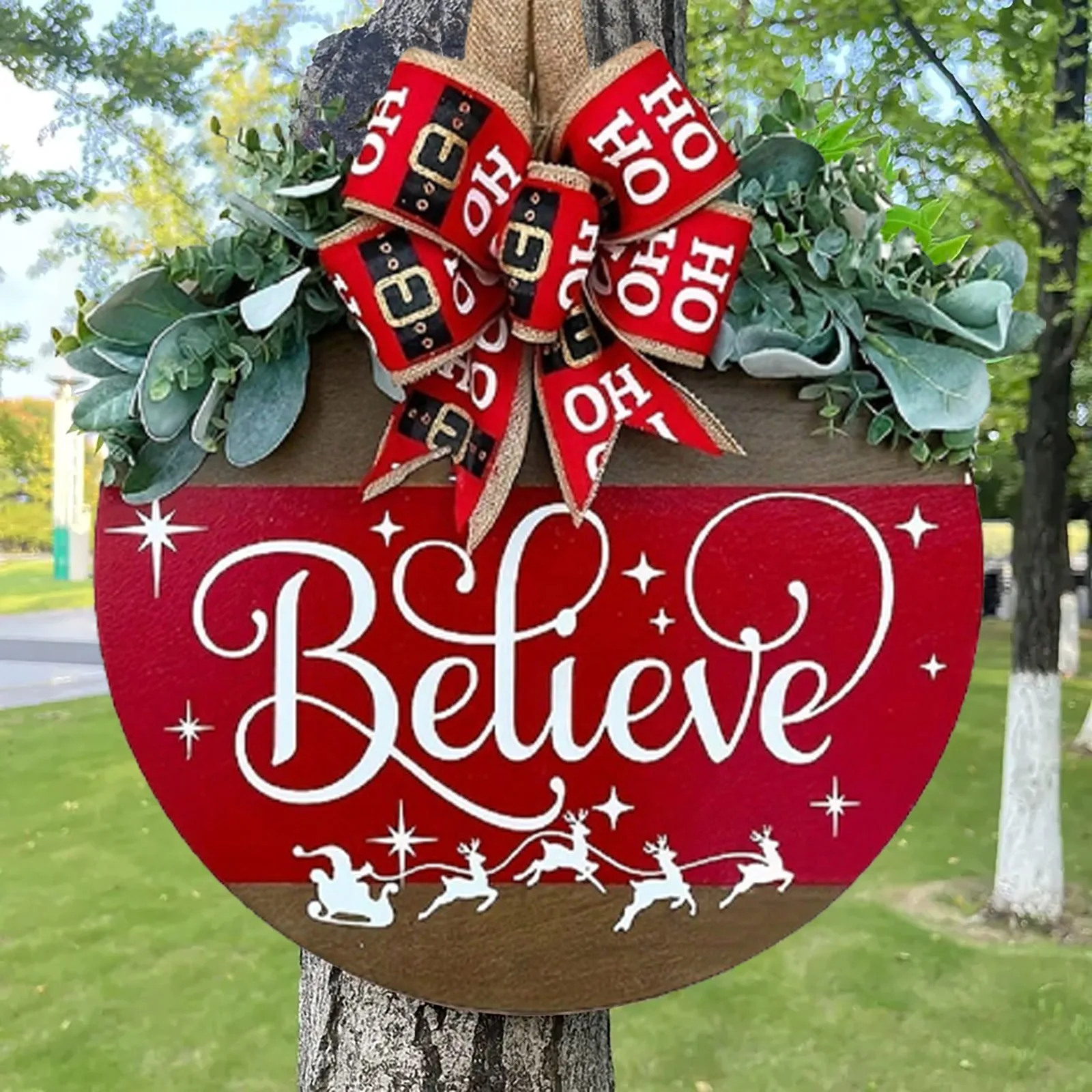Рождественский приветственный знак для входной двери, подвесной деревянный приветственный знак, рождественские украшения, зимний декор (11,8 дюйма) Ножки для Венка