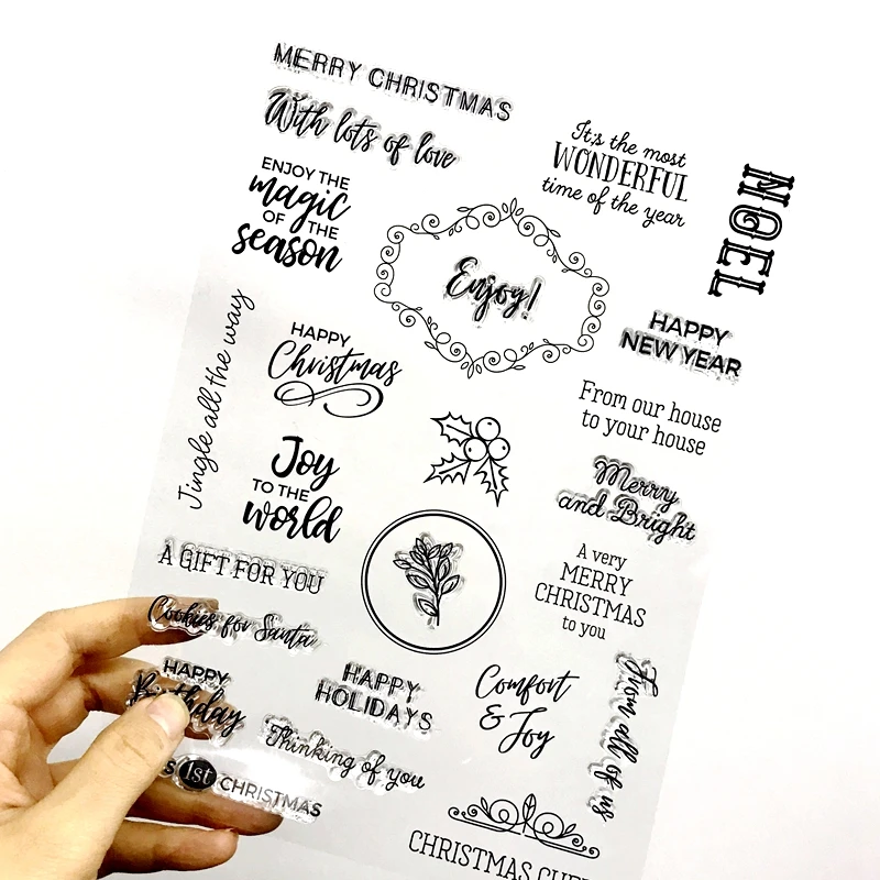 Рождественский прозрачный штамп с чувствами, штамп для журнала по скрапбукингу, изготовление открыток в стиле домашнего декора, принадлежности для рукоделия.