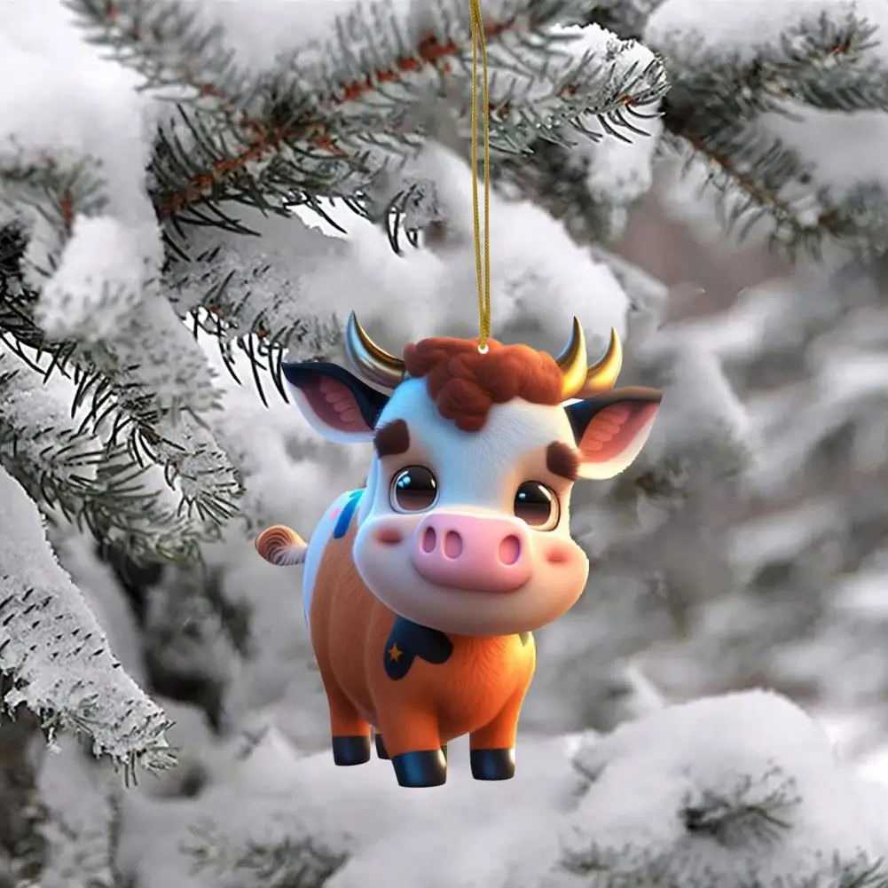 Рождественское украшение в виде коровы, Рождественский орнамент в виде коровы, Очаровательные рождественские украшения в коровьей тематике, прочный акрил для елок для вечеринок.