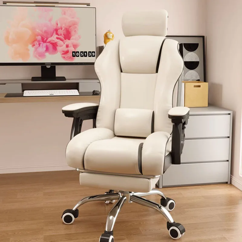 Розовое игровое Эргономичное офисное кресло с ленивыми подлокотниками, массажное кресло на колесиках, Удобная белая мебель для салона Silla De Escritorio