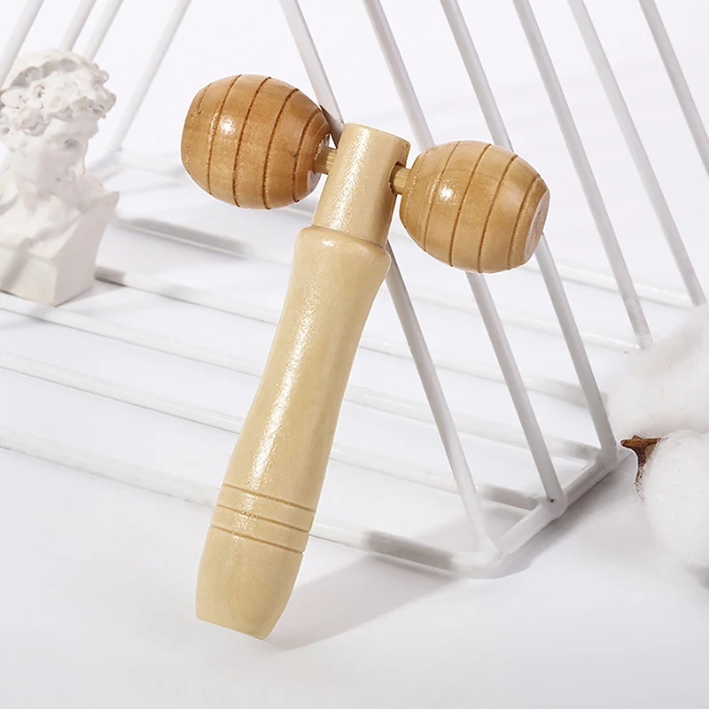 Роликовый массажер с двумя шариками, молоток с деревянной ручкой, удобный Массажер для отдыха, инструменты для массажа Меридианных мышц лица