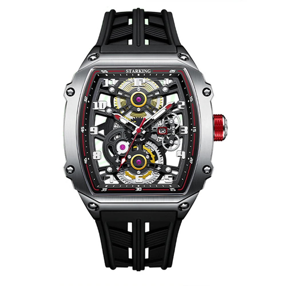 Роскошные часы-скелет, Автоматические механические наручные часы для мужчин, лидирующий бренд, Tonneau, ограниченная серия, Спортивные светящиеся часы, поражающие воображение