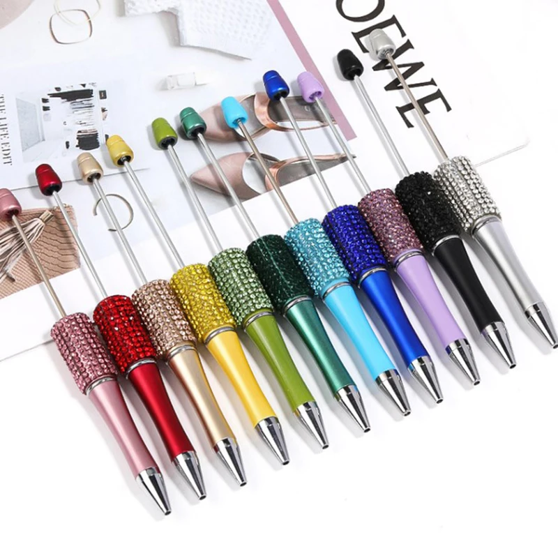 Ручка с бриллиантами, расшитая бисером, разноцветные шариковые ручки 