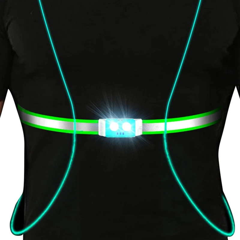 Светоотражающий жилет для ночного бега, светодиодный нагрудный светильник, USB-зарядка, фонарь для кемпинга, рыбалки, велоспорта