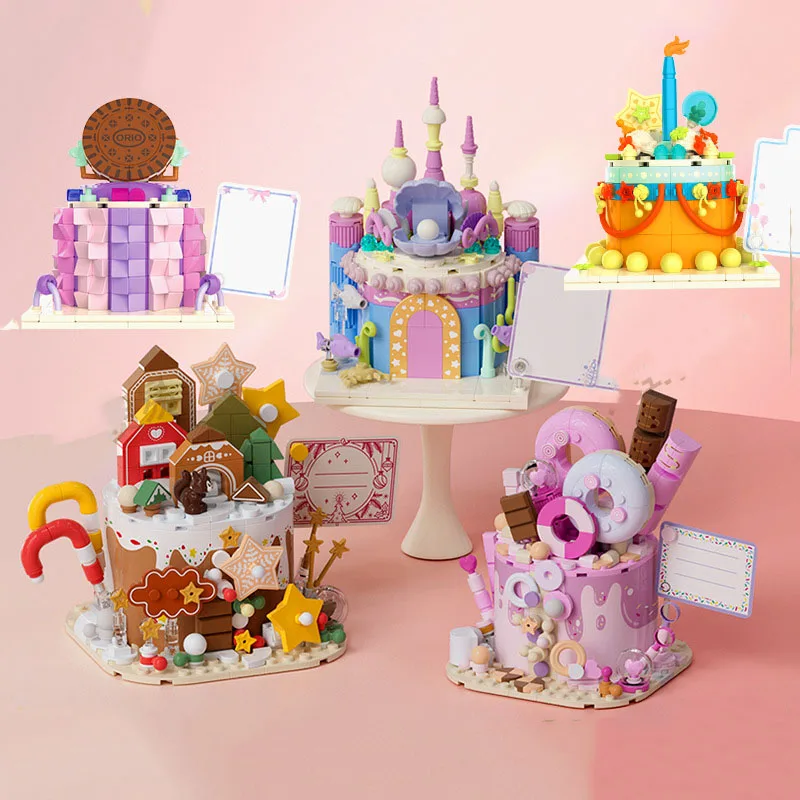 Серия десертных тортов Kawaii, строительные блоки из мелких частиц, игрушки-головоломки, креативные строительные блоки, игрушки-подарки для детей и девочек