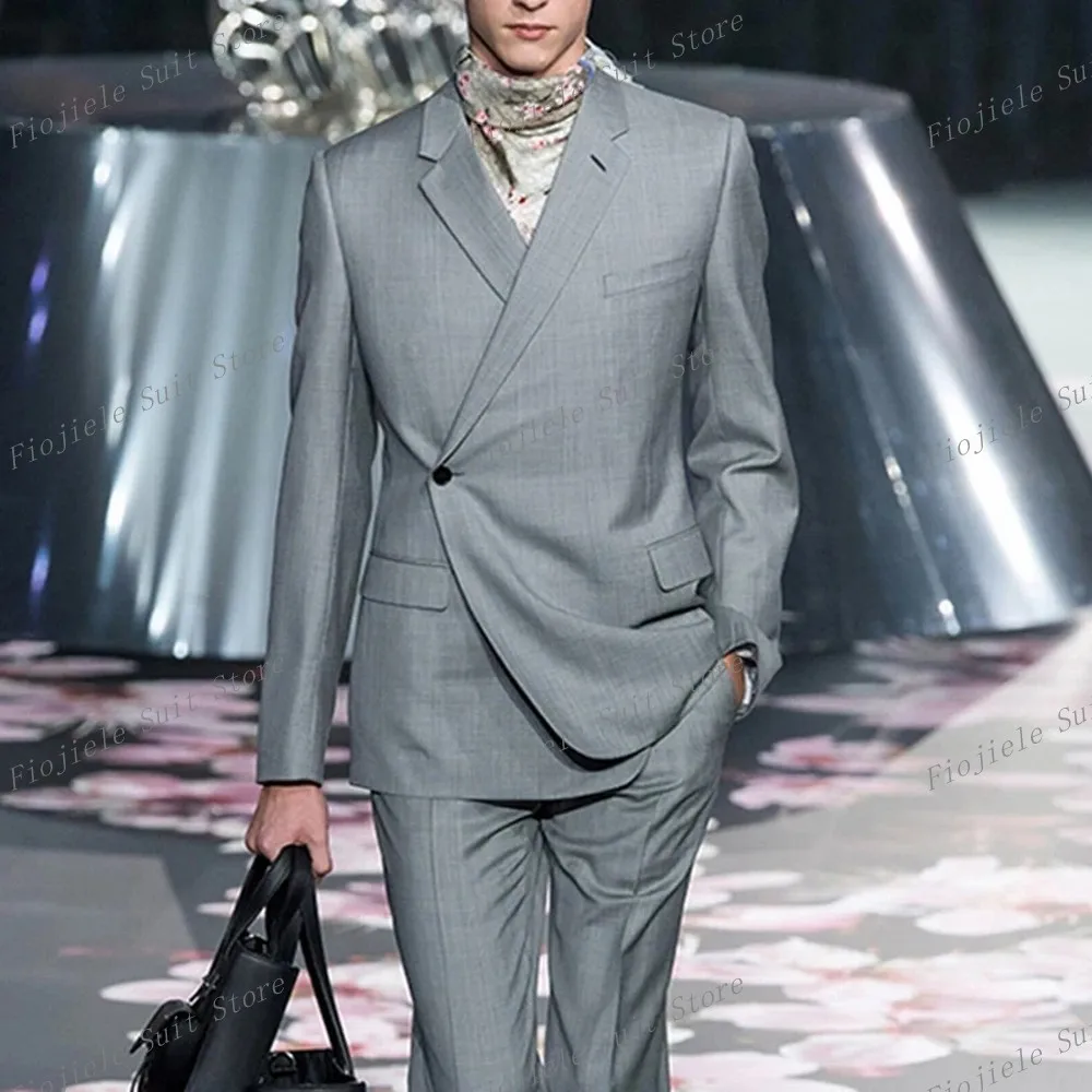 Серый приталенный мужской деловой костюм Жениха, смокинги для официальных мероприятий на свадьбе, жениха, комплект из 2 предметов, куртка и брюки