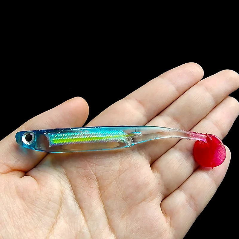 Силиконовая искусственная мягкая приманка, мягкая приманка из алюминиевой фольги, радужная рыбка, искусственные бионические рыболовные снасти, 9 см, 5 г