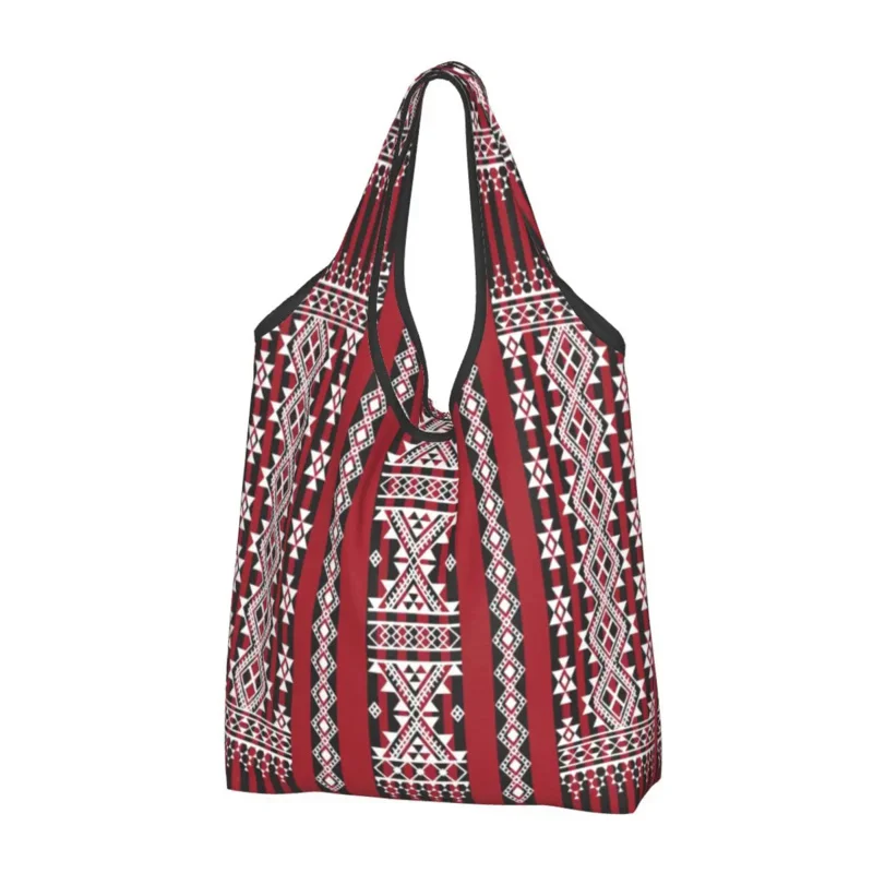 Симпатичная сумка для покупок с рисунком ковра из красного кабайла, портативная сумка для покупок с геометрическим рисунком, наплечная сумка для покупок с геометрическими продуктами